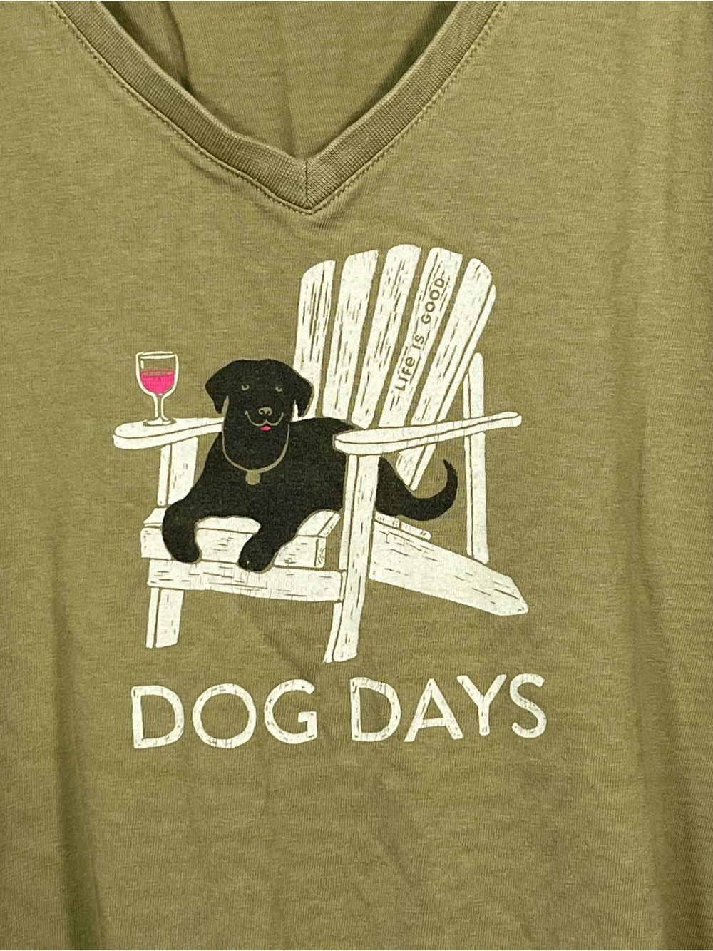 Life is Good Dog Days Crusher T Shirt Womens Size Medium Green Short Sleeve - Picture 4 of 10